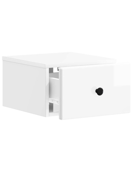 Mobiletto da notte a muro Bianco Lucido 34,5 x 33 x 20 cm