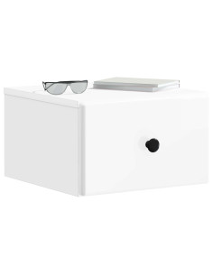 Mobiletto da notte a muro 2 pcs Bianco Lucido 34,5 x 33 x 20 cm 2