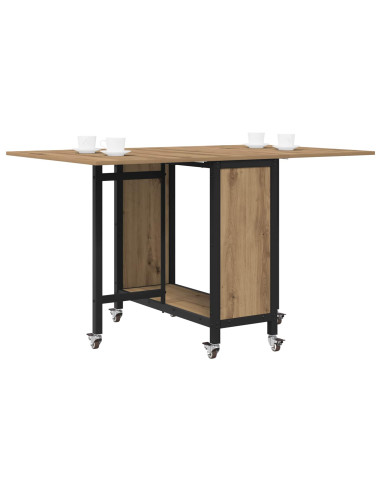 Tavolo da pranzo pieghevole con ruote 130 x 80 x 76,5 cm