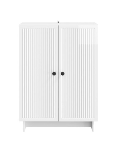 Credenza Bianco Lucido 66 x 34,5 x 90 cm Legno ingegnerizzato