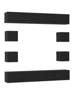 Set mobile TV 8 pcs 100 x 30 x 30 cm Rovere Nero 2
