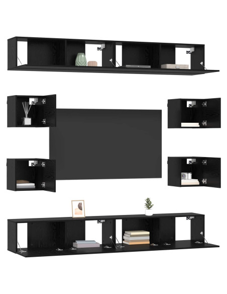 Set mobile TV 8 pcs 100 x 30 x 30 cm Rovere Nero