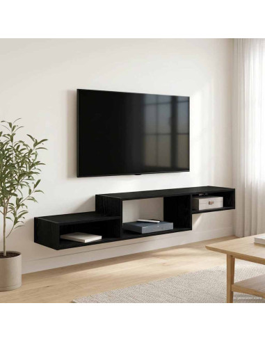 Mobile TV da Parete A parete Rovere Nero 150 x 28 x 26 cm