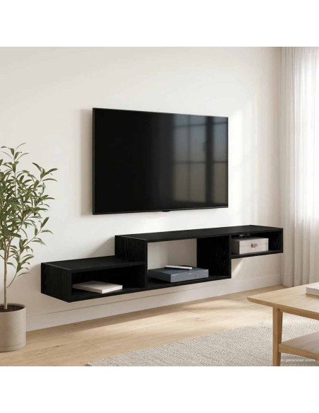 Mobile TV da Parete A parete Rovere Nero 150 x 28 x 26 cm