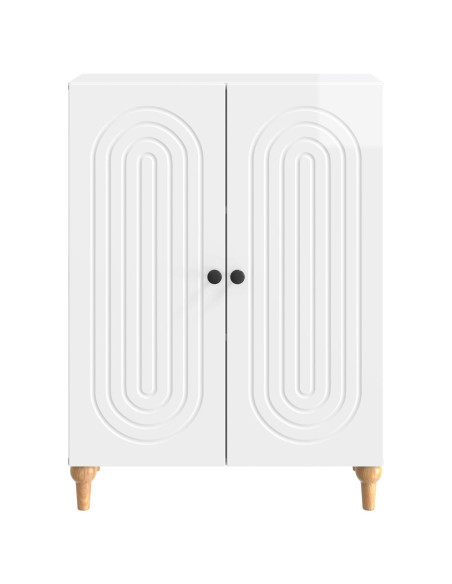 Credenza Bianco Lucido 66 x 34,5 x 90 cm Legno ingegnerizzato