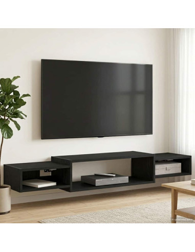 Mobile TV da Parete A parete Rovere Nero 140 x 28 x 21 cm