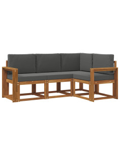 Set di divani da esterno con cuscino 4 pcs Naturale e Antracite 2
