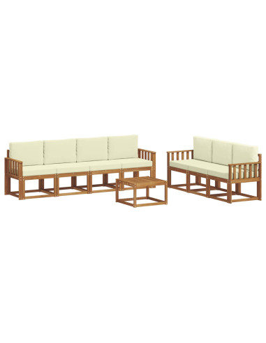 Set di divani con cuscino 8 pcs Naturale e Crema