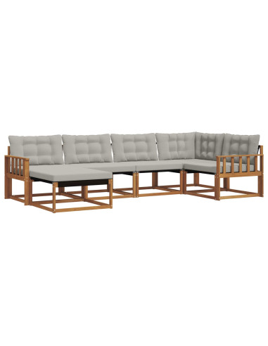 Set di divani da esterno 6 pcs Grigio Naturale e Chiaro