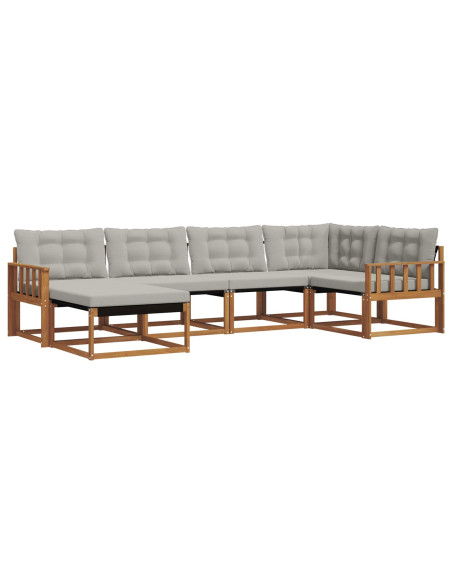 Set di divani da esterno 6 pcs Grigio Naturale e Chiaro