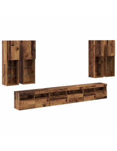 Set di Mobiletto da TV a Parete 7 pcs Legno vecchio 2