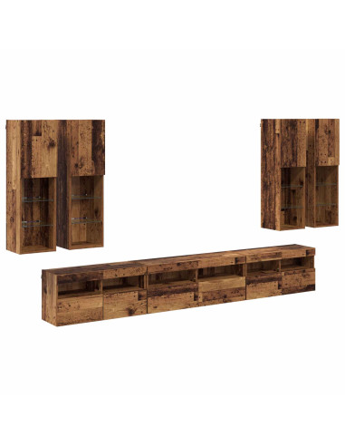 Set di Mobiletto da TV a Parete 7 pcs Legno vecchio