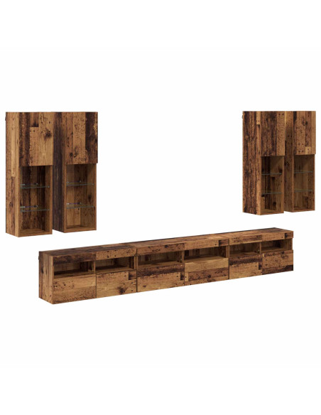 Set di Mobiletto da TV a Parete 7 pcs Legno vecchio
