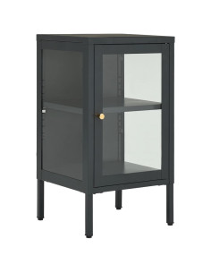 Credenza Antracite 38x35x70 cm in Acciaio e Vetro 2