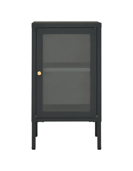 Credenza Antracite 38x35x70 cm in Acciaio e Vetro
