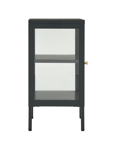 Credenza Antracite 38x35x70 cm in Acciaio e Vetro