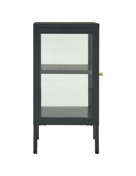 Credenza Antracite 38x35x70 cm in Acciaio e Vetro