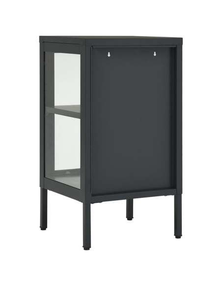 Credenza Antracite 38x35x70 cm in Acciaio e Vetro