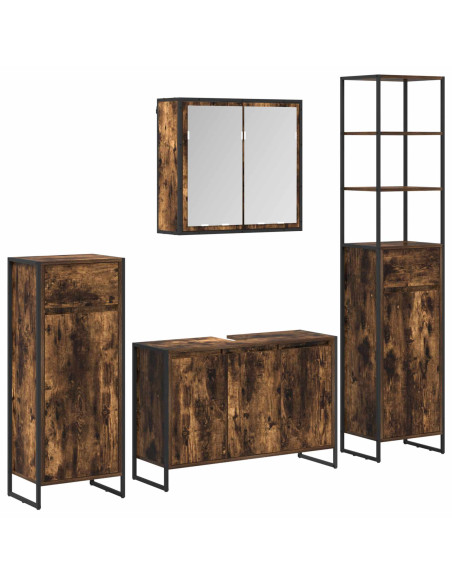 Set di mobili per il bagno Rovere fumé Legno multistrato