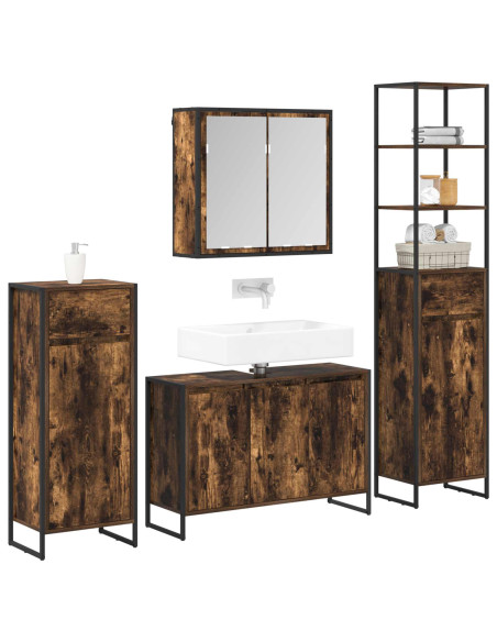 Set di mobili per il bagno Rovere fumé Legno multistrato