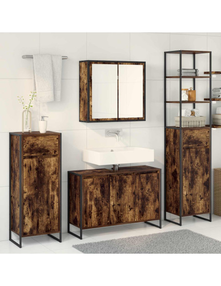 Set di mobili per il bagno Rovere fumé Legno multistrato