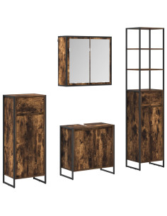 Set di mobili per il bagno Rovere fumé Legno multistrato 2