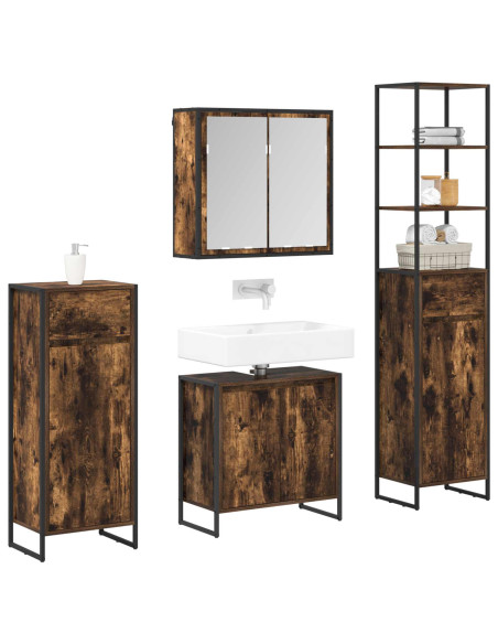 Set di mobili per il bagno Rovere fumé Legno multistrato