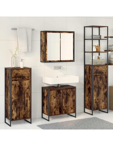 Set di mobili per il bagno Rovere fumé Legno multistrato