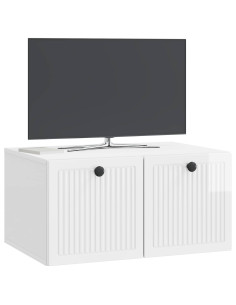 Mobile Porta TV da Muro Bianco Lucido 59,5 x 41 x 30 cm 2