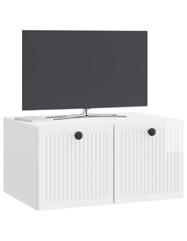 Mobile Porta TV da Muro Bianco Lucido 59,5 x 41 x 30 cm