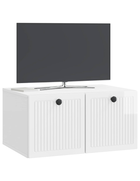 Mobile Porta TV da Muro Bianco Lucido 59,5 x 41 x 30 cm