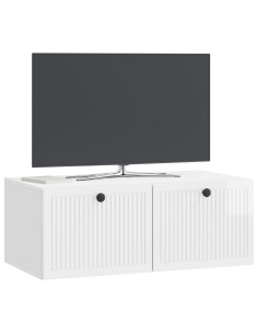 Mobile Porta TV da Muro Bianco Lucido 78,5 x 41 x 30 cm 2