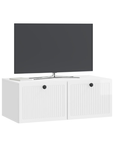 Mobile Porta TV da Muro Bianco Lucido 78,5 x 41 x 30 cm