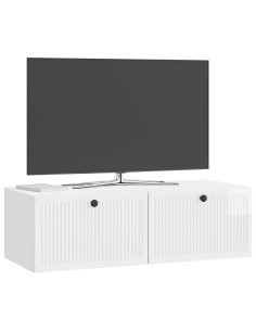 Mobile Porta TV da Muro Bianco Lucido 98 x 41 x 30 cm 2
