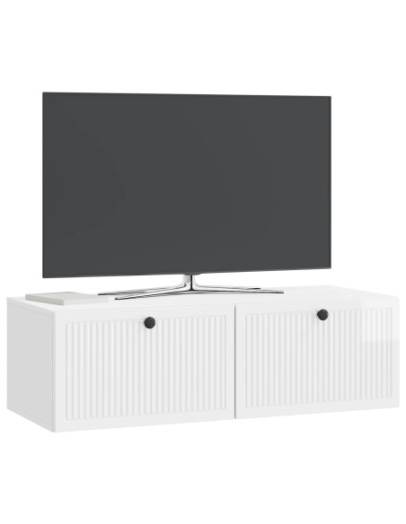 Mobile Porta TV da Muro Bianco Lucido 98 x 41 x 30 cm