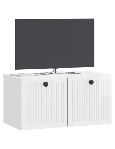 Mobile Porta TV da Muro Bianco Lucido 59,5 x 31 x 30 cm