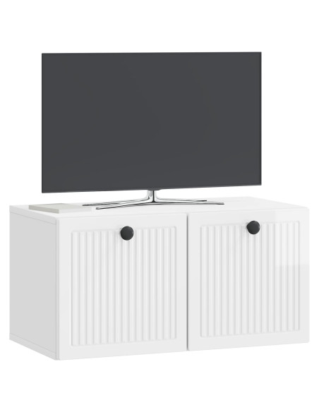 Mobile Porta TV da Muro Bianco Lucido 59,5 x 31 x 30 cm
