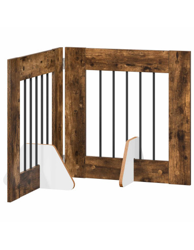 Cancello per cani con supporti 2 pcs Rovere Fumo 60 x 60 cm