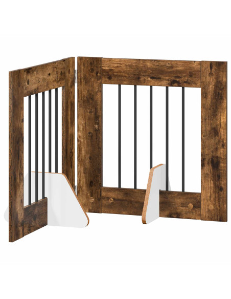 Cancello per cani con supporti 2 pcs Rovere Fumo 60 x 60 cm