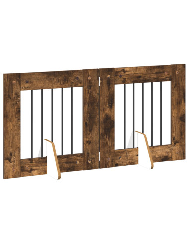 Cancello per cani con supporti 2 pcs Rovere Fumo 60 x 60 cm