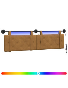 Testiera sospesa Con luce LED Marrone Velluto 2