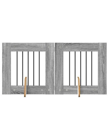 Cancello per cani con supporti 2 pcs Grigio Sonoma 60 x 60 cm