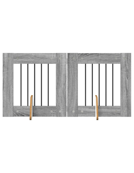 Cancello per cani con supporti 2 pcs Grigio Sonoma 60 x 60 cm