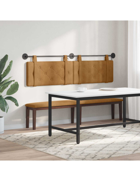 Testiera sospesa Con luce LED Marrone Velluto