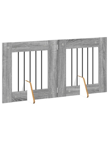 Cancello per cani con supporti 2 pcs Grigio Sonoma 60 x 60 cm