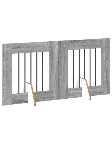 Cancello per cani con supporti 2 pcs Grigio Sonoma 60 x 60 cm