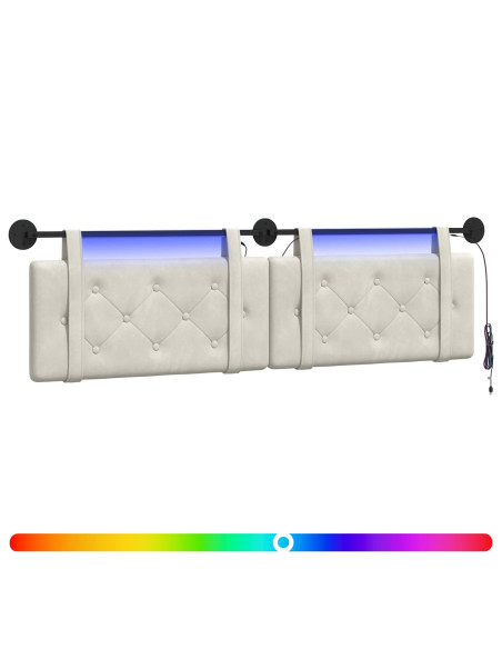 Testiera sospesa Con luce LED Crema Velluto