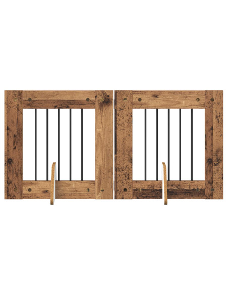 Cancello per cani con supporti 2 pcs Legno antico 60 x 60 cm