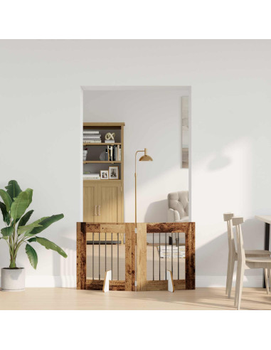 Cancello per cani con supporti 2 pcs Legno antico 60 x 60 cm