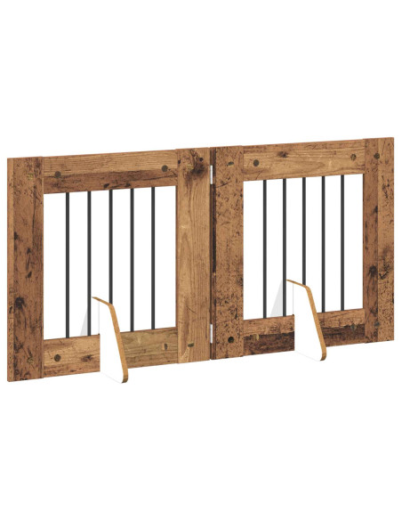 Cancello per cani con supporti 2 pcs Legno antico 60 x 60 cm